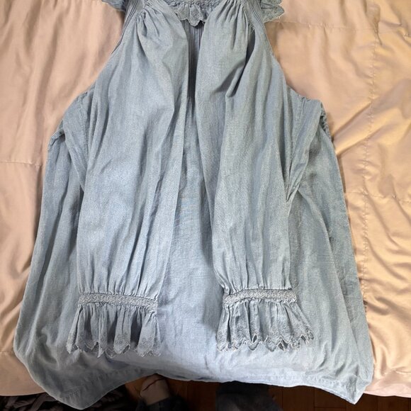 DOEN Wing Mini Dress in Parisian Chambray Blue - Picture 8 of 16